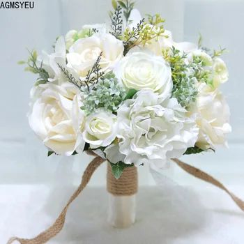 AGM YEU Doğal Buket Düğün Çiçekleri Ortanca Şakayık Gelinlik Buketi Fildişi Beyaz Parti Dekorasyon sevgililer Günü Hediyesi