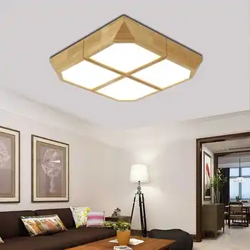 Basit Avrupa geometri Japon katı ahşap tavan lambası basit günlük oturma odası lamba meşe odası led yatak odası tavan lambası LU81