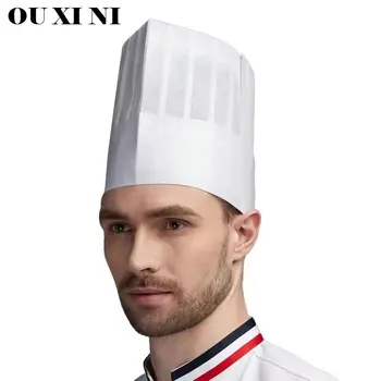 20 Adet Catering Otel Mutfak Şapka Restoran Erkekler Şef Kalın Dokunmamış Kap Kantin Tek Kullanımlık Nefes Pişirme Şapka Çalışma Kapaklar