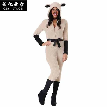 YENİ Yenilik Hayvan Keçi Onesie Kadın Erkek Hepsi Bir Koyun Cosplay Kostümleri Yetişkin Unisex Pijama Jumpuits