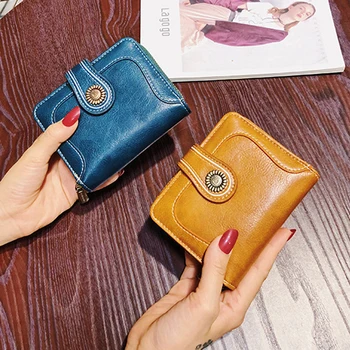 Moda kadın Cüzdan Hakiki Deri Çanta Fermuar Çile Banka kart tutucu Para Çantaları Kadınlar için Yeni Büyük Kapasiteli Kısa Cüzdan