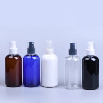 24 Adet / grup 250ML Kahverengi / Mavi / Şeffaf / Siyah / Beyaz Boş plastik sprey şişesi Parfüm sprey şişesi Kozmetik ambalaj kapları