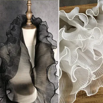 5 Metre Şeffaf Pilili dantel trim Organze Ruffled dantel trim DIY Dikiş Kostüm Giyim düğün elbisesi Yaka Manşet Moda Gösterisi