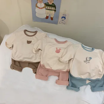 Sonbahar Bebek Bebek Karikatür giyim setleri Toddler Erkek Kız Uzun Kollu Kazak + Pantolon 2 adet Takım Elbise Çocuklar Sevimli Ayı Giysi Set