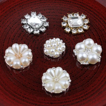 10 ADET el Yapımı Vintage Çiçek Rhinestone Düğmeler yassı sırtlı deniz Kristal İnci Düğmeleri Çiçek Merkezi Dekoratif El Sanatları Malzemeleri Bling 