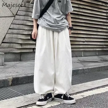 Rahat pantolon Erkekler Saf Renk Tüm Maç Streetwear Minimalist Baggy Japon Şık Moda Pnatalones Kargo Pantolon Gençler Şık