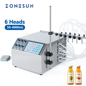 ZONESUN 6 Kafa Yarı Otomatik Meyve Suyu Maden Suyu Şişeleme Sıvı Sıvı Dozaj Dağıtıcı dolum makinesi Sistemi