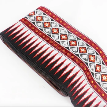 2 yard Hmong Nakış Jakarlı Dokuma Etnik Moğol Dantel Trim 10 cm Ev Tekstili Elbise Yaka Tibet Şerit Tay Boho aksesuar