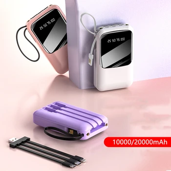 20000mAh Güç Bankası Dahili Kablo Mini Powerbank iPhone 13 12 Samsung S21 S22 Xiaomi Poverbank Hafif Taşınabilir Şarj Cihazı ile