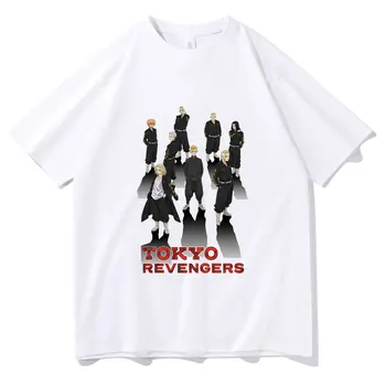 2021 Japonya Manga Tokyo Revengers Desen baskı t-shirt yazlık t-shirt Erkek Harajuku T Shirt Üstleri Unisex Gevşek Tees Kısa Kollu