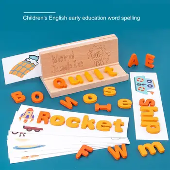 Ahşap Mektup Eşleştirme Yazım Kelime Ebeveyn-Çocuk Etkileşimi Eğitici Oyuncaklar
