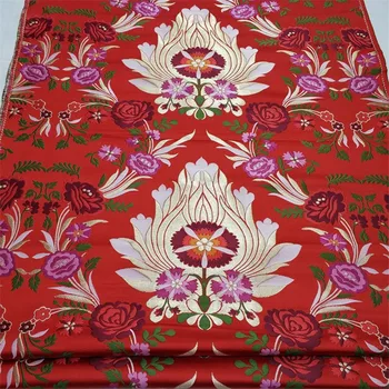 C630 Kırmızı Florals Jakarlı Çin İpek Jakarlı Brokar Kumaş Çin Düğün Çiftlerin Elbise Yastık Kılıfı Budizm Elbise