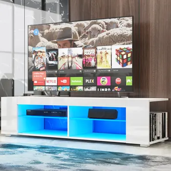 57 inç RGB TV Ünitesi Dolabı Cam Raf Uzaktan Kumanda LED TV standı Parlak TV masası ışık Lüks Oturma Odası Mobilya