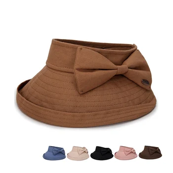 Yaz Kadın Taşınabilir Katlanır güneş şapkaları Düz pamuklu bluz Hava Kap Plaj vizör kapağı Açık Sunhat Bayanlar için GH-785
