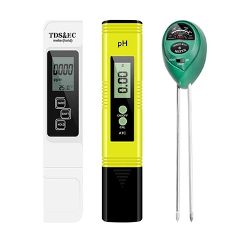 PH Ve TDS Metre, 3-İn-1 TDS EC sıcaklık Test Cihazı, test kalemi Ve toprak test kiti, ışık ve PH ev Ve Bahçe için