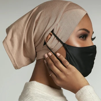 Yumuşak Pamuklu Müslüman Eşarp Altında Kap Kulak Deliği ile Sıkı Başörtüsü İç Giyim kadın Başörtüsü Altında Türban Şapka İslam Başörtüsü Kaput