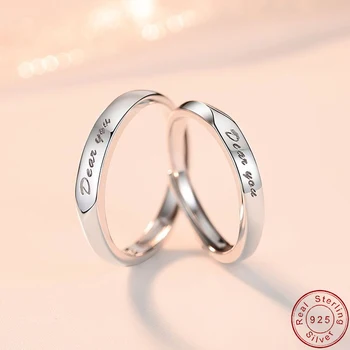 Otantik Sevgili Sevgilisi S925 Ayar Gümüş Çift Parmak Açık Halka Kadın Erkek doğum günü hediyesi Takı