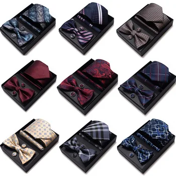 Iş erkek kravat papyon seti hediye kutusu 6 takım elbise kravat İş ofis high-end düğün kutlama resmi kravat