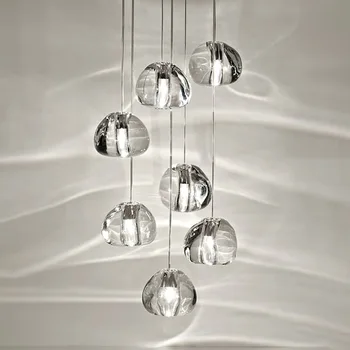 Modern LED kolye ışıkları Nordic Hanglamp yüksek rotasyon merdiven lambaları kristal toplar dekorasyon ışıklandırma parlaklık kolye ışıkları