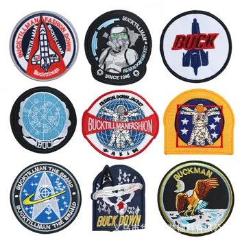 Havacılık Serisi İşlemeli Rozeti Astronot Uzay Aracı Buck Bez Çıkartmalar Yapışkanlı Giysi Aksesuarları Demir on Patch Aplikler