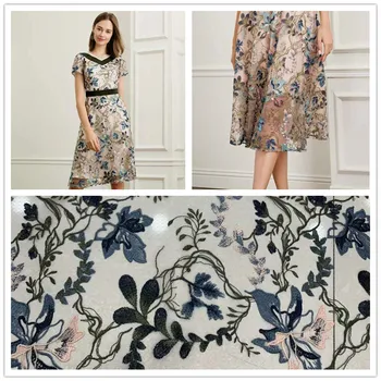 Yüksek kaliteli nakış kumaş high-end abiye / bayan giyim elbise tasarım nakış Fransız örgü dantel parti elbise