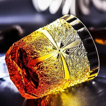 9oz Japon Kiriko viski bardağı El Üflemeli El Kesim Kurşunsuz Kristal Züccaciye Bardak Viski Votka