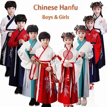 Çin Tarzı Hanfu Cosplay Kostüm Çocuklar Geleneksel Elbise Antik Opera Tang Hanedanı Ming Hırka Elbise cadılar bayramı kıyafetleri