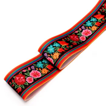 75mm Parlak renkli Çiçek Baskılı Grogren Kurdele Dıy Etnik El Sanatları Şapkalar Malzemeleri Giysi Dikiş Trimler Aksesuarları