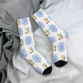 Moda Hiçbir Yağmur Hiçbir Çiçekler Sevimli İllüstrasyon basketbol çorapları Çiçek Tırnak Polyester Orta Tüp Çorap Kadın Erkek Nefes