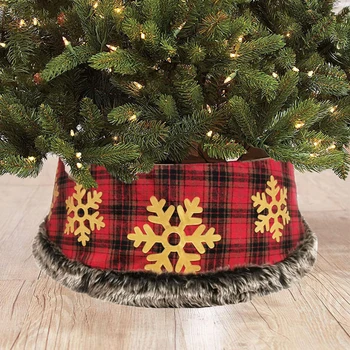 Noel Ağacı Süsleri Standı Yaka Ağacı Taban Kapağı Parti Ağacı Etek Kürk Kar Tanesi Süs Ekose Baskı Noel Ağacı Etek