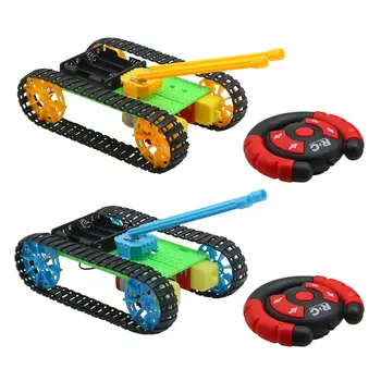 Plastik DIY RC Tankları oyuncak arabalar Paletli Tankı Araç 4 Kanal İnşaat Oyuncakları Eğitici 2.4 G Çocuklar Çocuklar için Genç
