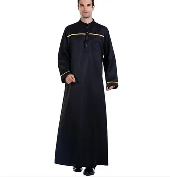 Musulman Habille Homme Standı Yaka İslam Giyim Adam Erkekler Thobe Arap Giysileri Erkek Kaftan Arapça Kurta Suudi Arabistan Abaya Erkek