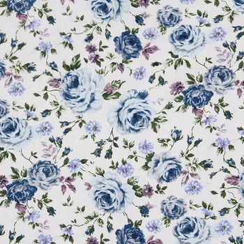 Mavi çiçekler vintage kumaş Retro tarzı kumaş Patiska Baskılı pamuklu kumaş DIY Çanta için 1 sipariş=50cm*140cm