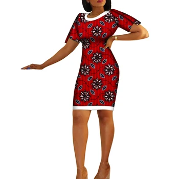 Moda Ankara Elbiseler Kadın Afrika Baskı Bodycon Kısa Maxi Elbise Bayan afrika kıyafeti Artı Boyutu Basit yaz elbisesi WY7532
