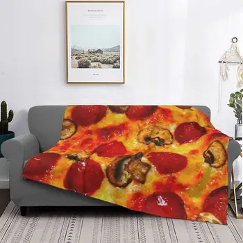Biberli Ve Mantar pizza battaniyesi Gıda Tortilla Peluş Sıcak Yumuşak Pazen polar şal battaniye çekyat Çarşaf Seyahat Kadife