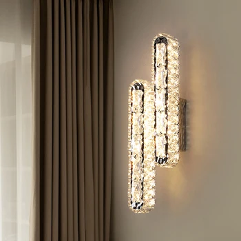 Çağdaş lüks LED kristal duvar ışık Modern oturma odası yatak odası kanepe TV zemin 3 renk Dimmaing 110 V 220 V duvar lambası