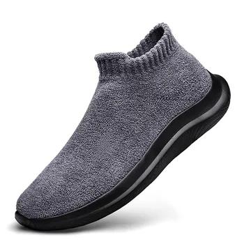 Kış Erkek Spor Ayakkabı Koşu Moda Açık Yumuşak Taban Koşu spor ayakkabı Sıcak Tutmak Yün Trekking Sneakers Zapatillas Hombre