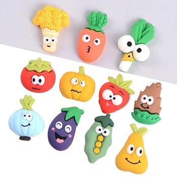 22 Adet Polimer Kil Karikatür Sebze Meyve Serisi Bezemeler DIY El Sanatları oyuncak yiyecekler Çocuklar Firkete Telefon Kabuk Dekor Broş