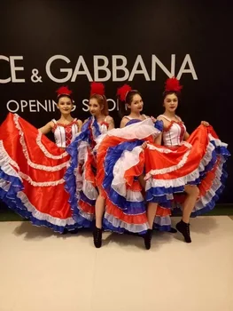 ÜCRETSİZ kargo Fransız Cancan dans 360 etek sahne elbise Seksi Açılış dans elbiseler Karnaval kostüm