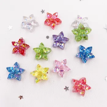 20 Adet Renkli Parlak Mix Reçine Glitter Çiçek Flatback Taklidi Giyim Süs DIY Karalama Defteri Takı El Sanatları SL041