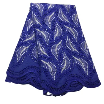 Kraliyet mavi Afrika dantel kumaş yüksek kaliteli dantel 2021 isviçre vual dantel kumaş işlemeli pamuk dantel düğün için PL4705