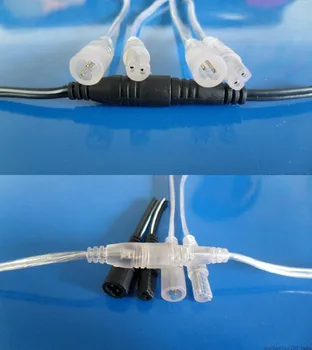2 adet yt2238 şeffaflık / siyah 2 çekirdekli kablolar ile su geçirmez konnektör 2 * 0.3 mm kare led konektörü Minyatür lamba fişi ortak