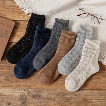Kalınlaşmak Pamuk Sıcak Erkek Yün Havlu Termal Uzun Tüp Çorap Sonbahar Kış Rahat İngiliz Tarzı Iş Erkek Ev Ekip Terlik