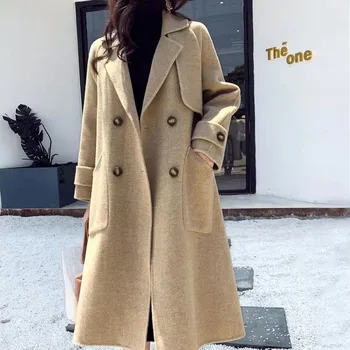 Kalın Sonbahar Ve Kış kadın Zarif Mizaç Yün Ceket Kore Tarzı Orta uzunlukta Moda Ve Şık Giyim Yün Ceket