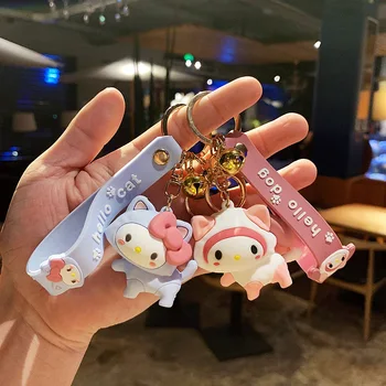Sanrio Anime Figürleri Melodi Cinnamoroll Hello Kitty Bebek Anahtarlık Anahtarlık Kawaii Karikatür Çanta Araba Anahtarı Kolye Eylem Oyuncaklar Hediye