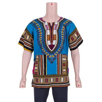 Stokta Rahat Erkek Gömlek Yaz Kısa Kollu Gömlek Erkekler Afrika Baskı Gömlek Artı Boyutu Göğüs XH109/XH132/XH136 / XH134