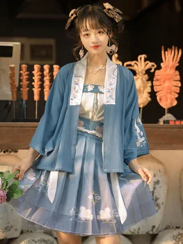 Orijinal Hanfu Kadın Şarkı Sistemi Yaz Çin Tarzı Han Elemanı Kısa Etek Mizaç Çok Yönlü Banliyö Cosplay Elbise Seti