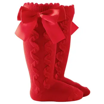 2021 Sevimli Bebek Kız Çorap Çift katmanlı Yay-düğüm Desen Sonbahar Orta Tüp Sıkı Kat Çorap