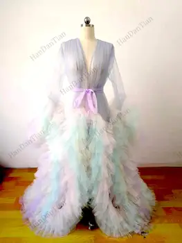 2021 Bayanlar renkli elbise see-through saf elbise kabarık tatlı fotoğraf