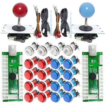 2 Oyuncu LED Arcade DIY Kitleri için USB Encoder PC Joystick LED basma düğmeleri Anahtarı Ahududu Pi 4 Model Projesi